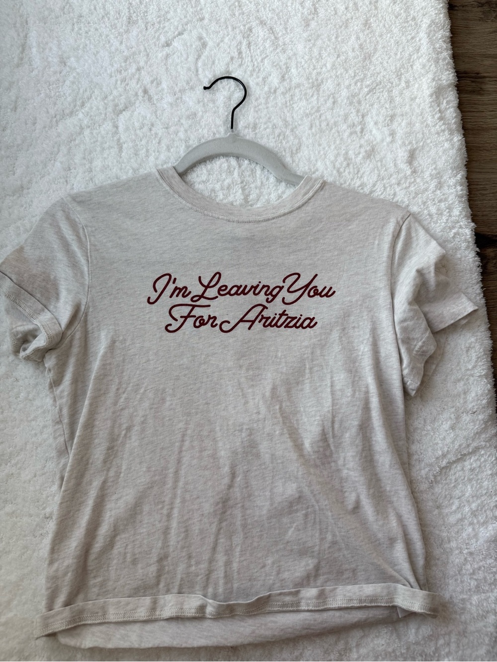 TNA Soft Feels Tee - Cream with Maroon Script